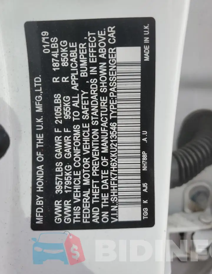 SHHFK7H6XKU213546 Photo# 12