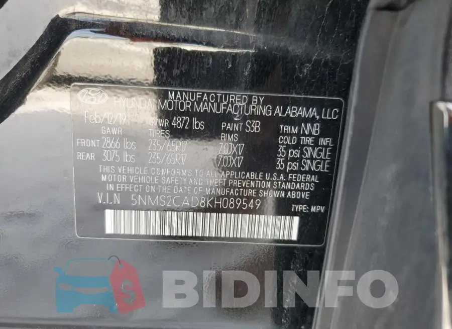 5NMS2CAD8KH089549 Photo# 13