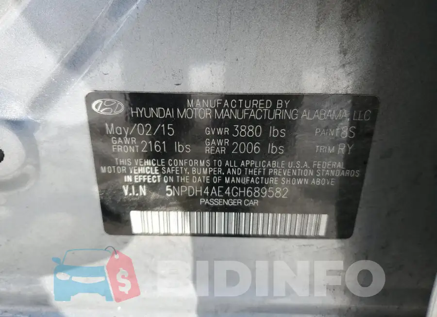 5NPDH4AE4GH689582 Photo# 12