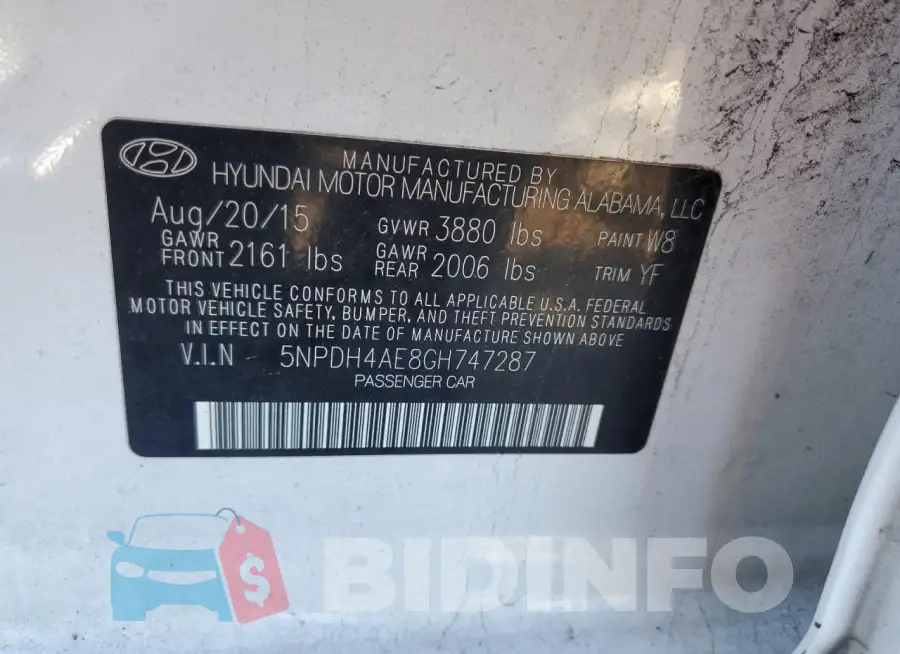 5NPDH4AE8GH747287 Photo# 12
