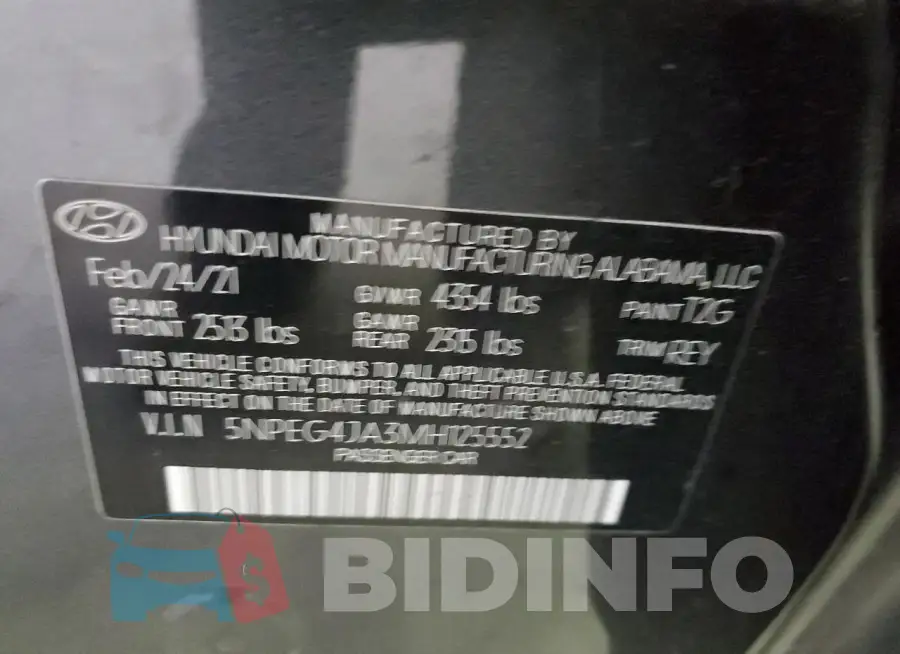 5NPEG4JA3MH125552 Photo# 12