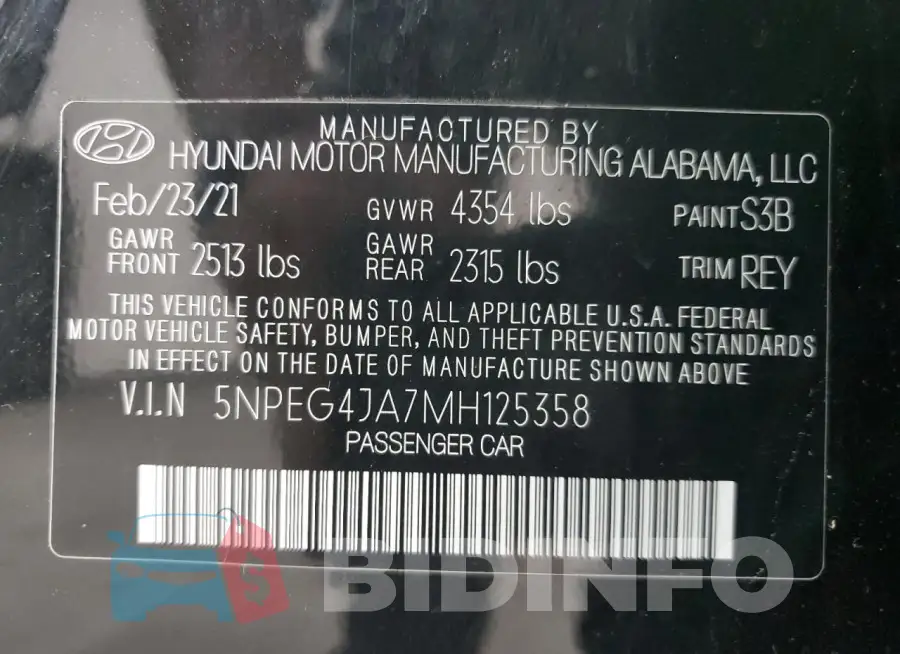 5NPEG4JA7MH125358 Photo# 12