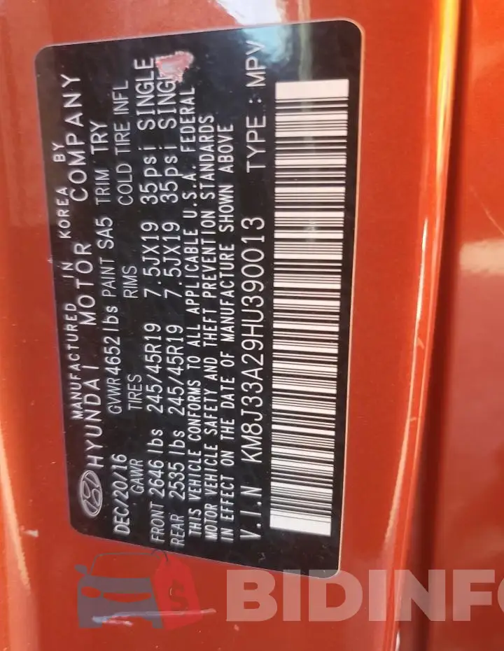 KM8J33A29HU390013 Photo# 13