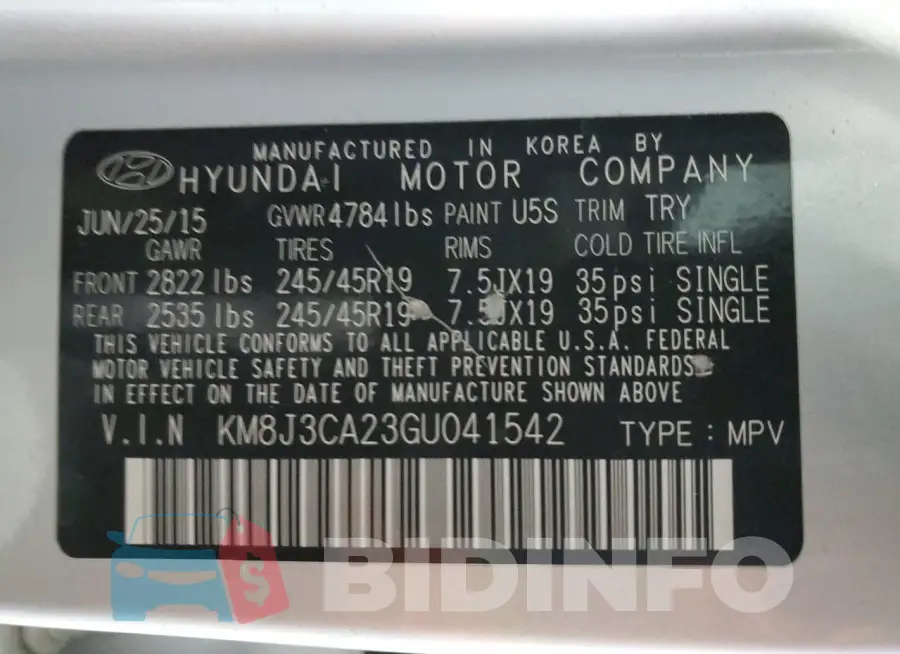 KM8J3CA23GU041542 Photo# 14