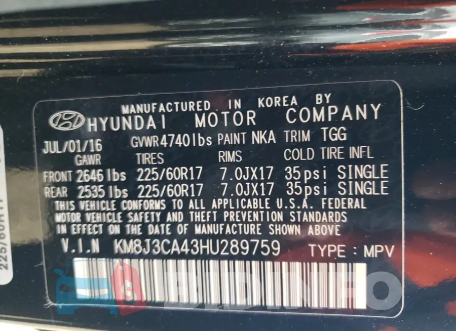 KM8J3CA43HU289759 Photo# 12