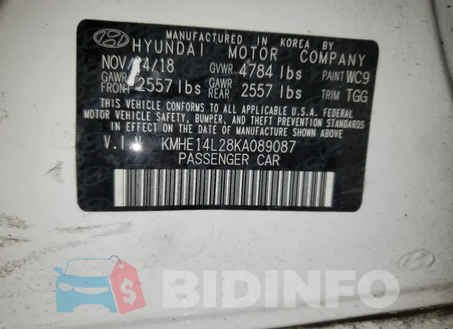 KMHE14L28KA089087 Photo# 12