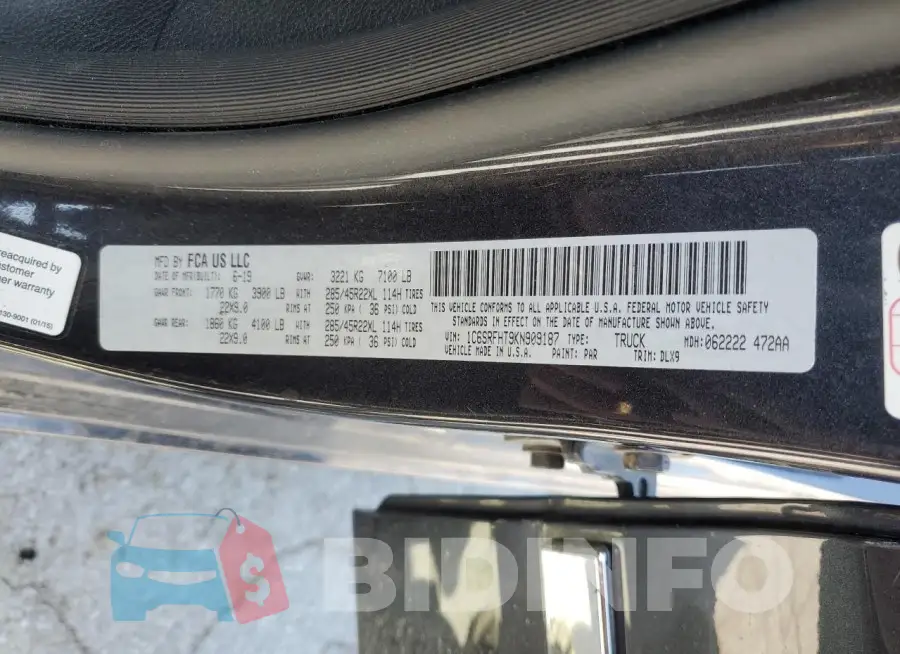 1C6SRFHT9KN909187 Photo# 12