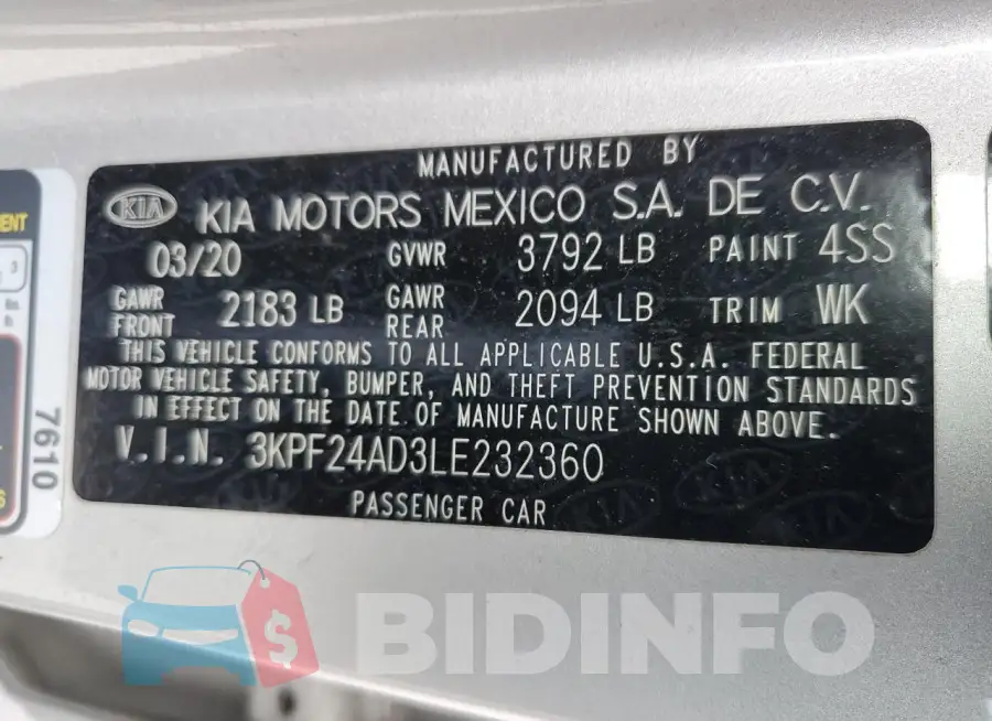 3KPF24AD3LE232360 Photo# 13