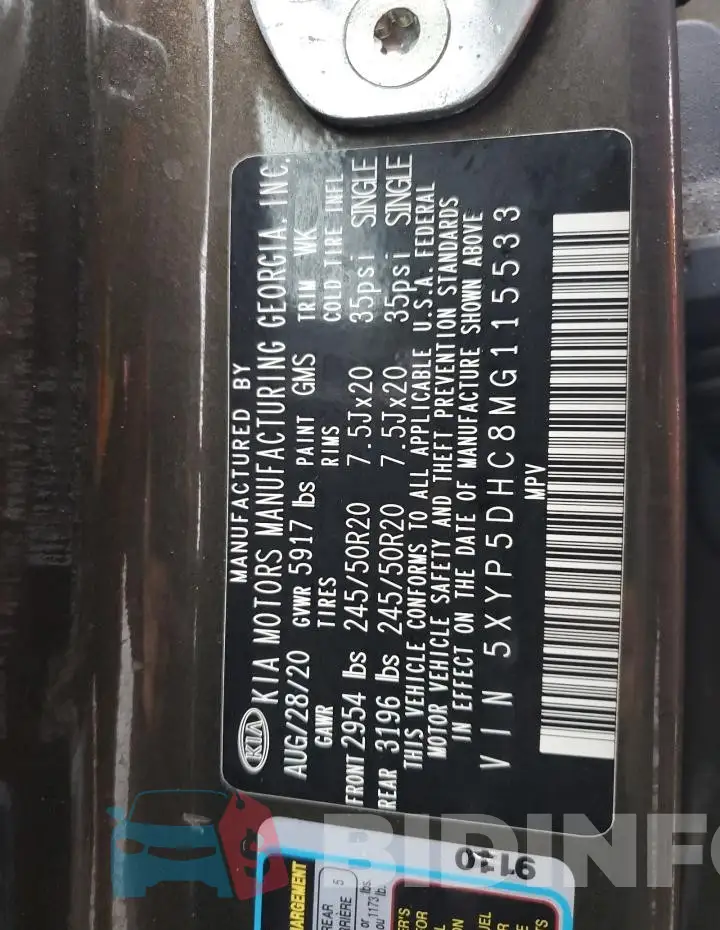 5XYP5DHC8MG115533 Photo# 13