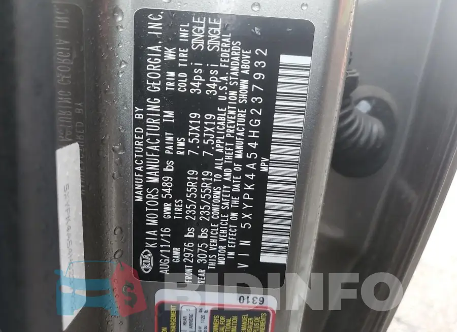 5XYPK4A54HG237932 Photo# 12