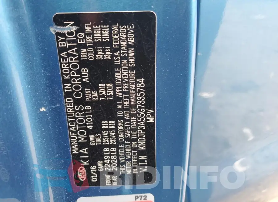 KNDJP3A55G7335784 Photo# 14