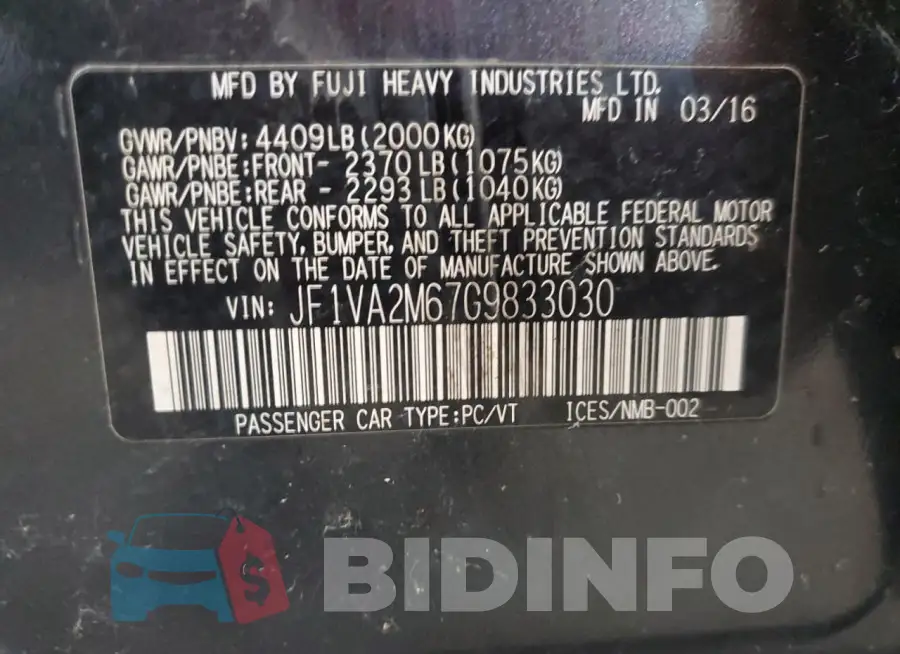 JF1VA2M67G9833030 Photo# 12