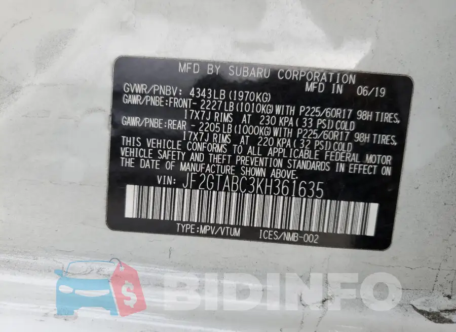JF2GTABC3KH361635 Photo# 13
