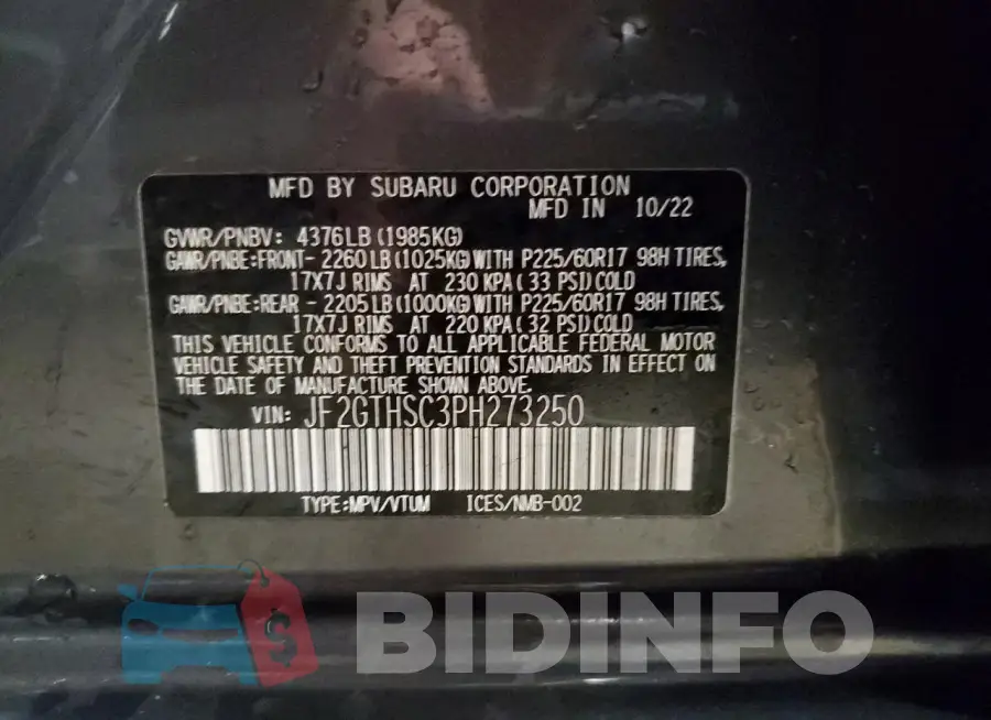 JF2GTHSC3PH273250 Photo# 13