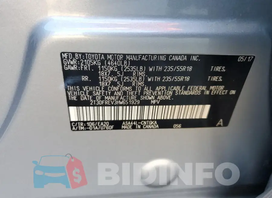 2T3DFREV3HW651929 Photo# 12