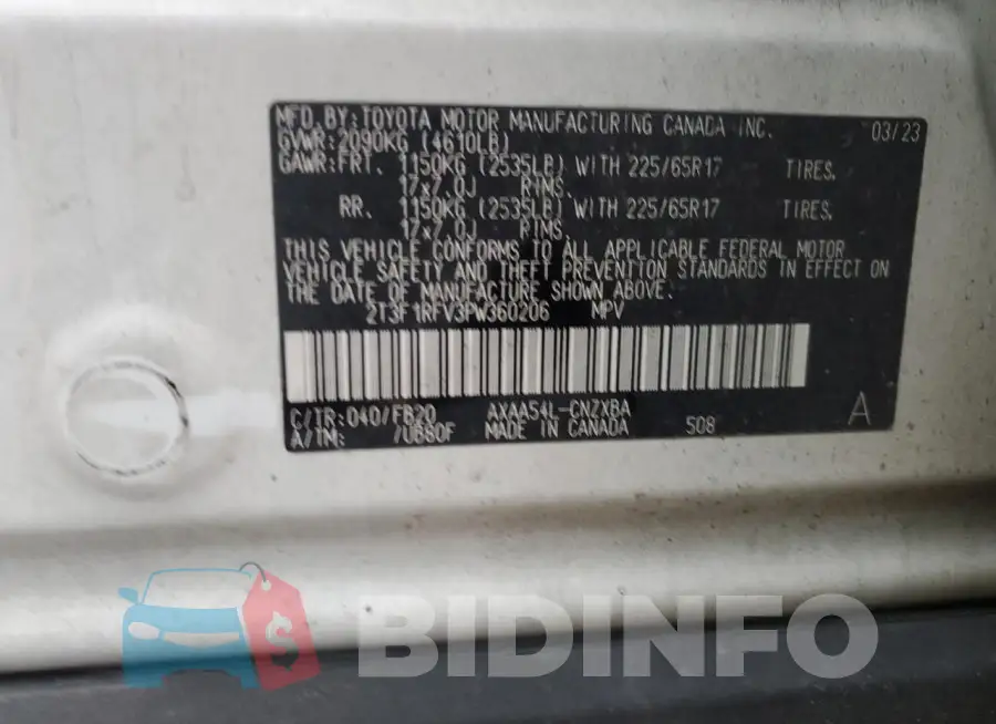 2T3F1RFV3PW360206 Photo# 13