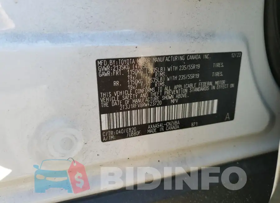 2T3J1RFV8RW423720 Photo# 13