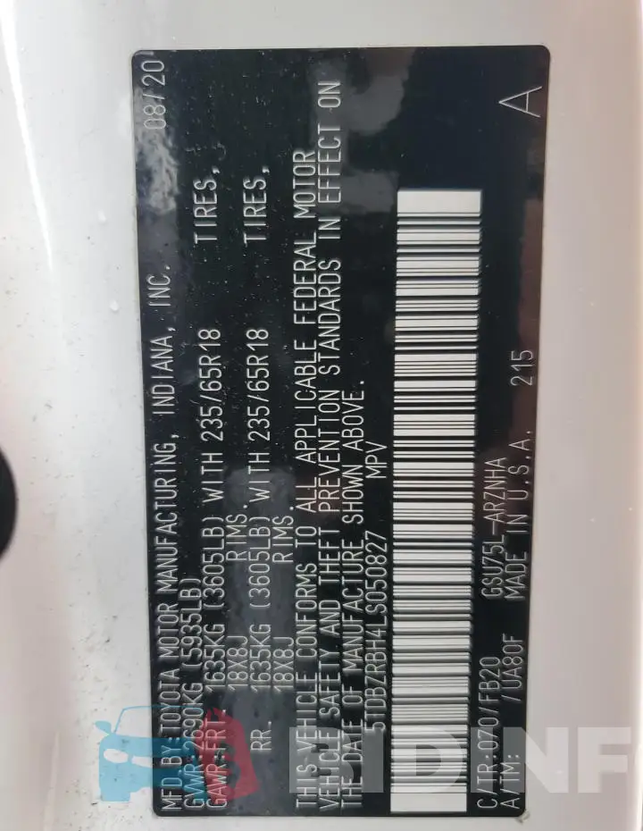 5TDBZRBH4LS050827 Photo# 14