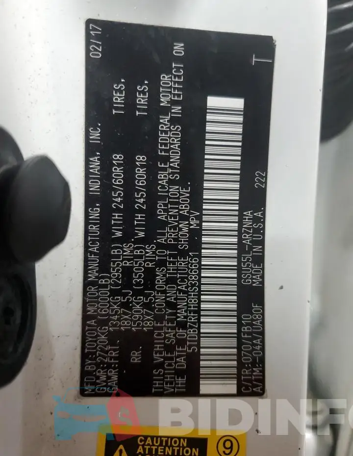 5TDBZRFH8HS386661 Photo# 14