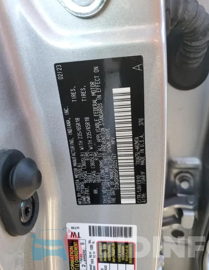 5TDKDRBH5PS025147 Photo# 13