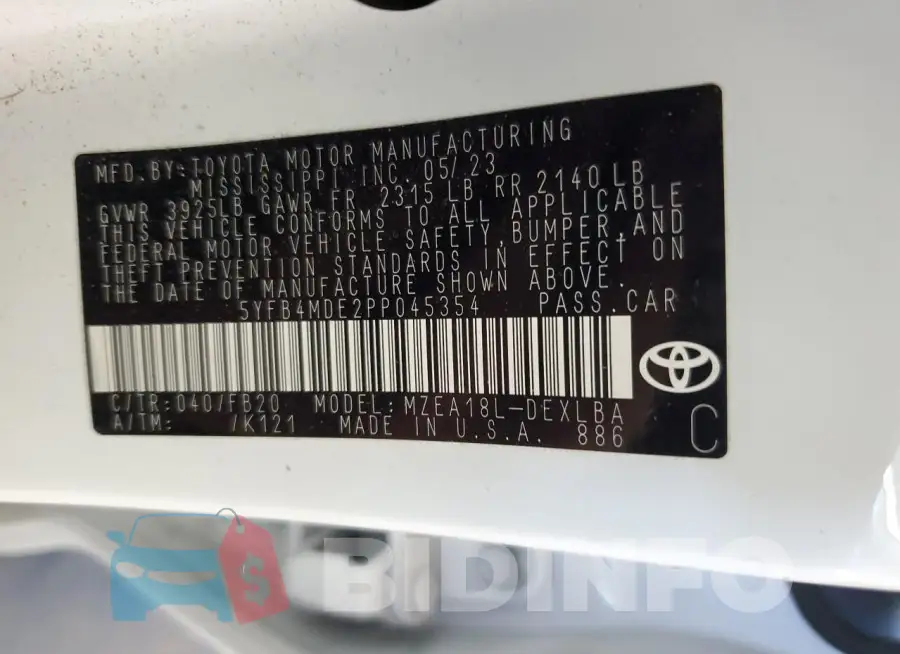 5YFB4MDE2PP045354 Photo# 12