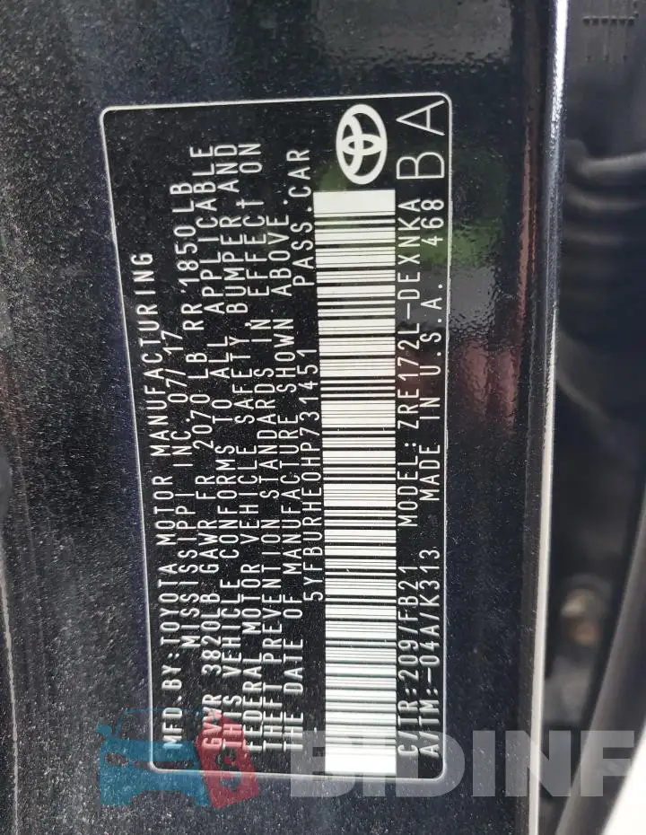 5YFBURHE0HP731451 Photo# 12