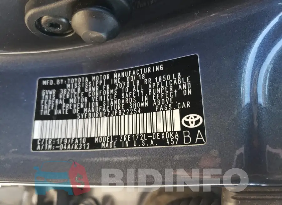 5YFBURHE7JP822254 Photo# 12