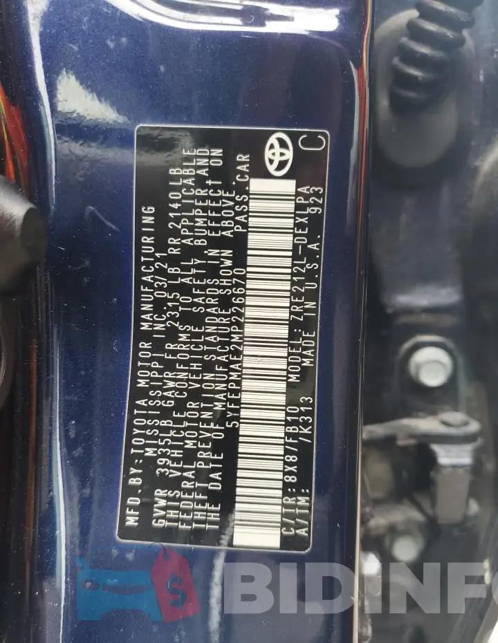 5YFEPMAE2MP226670 Photo# 13