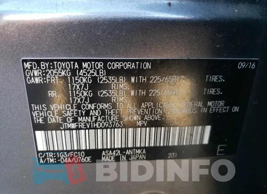 JTMWFREV1HD093763 Photo# 14