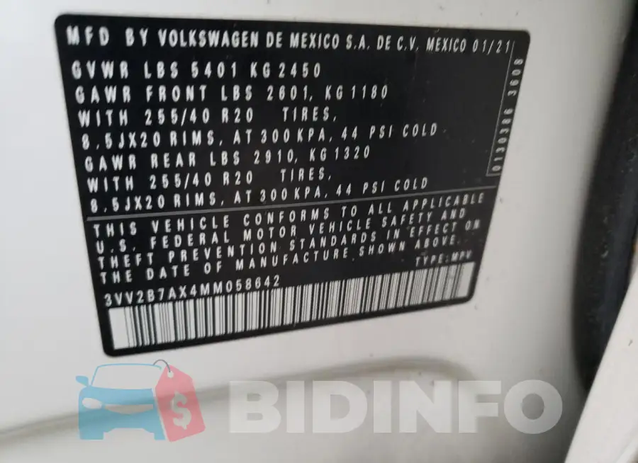 3VV2B7AX4MM058642 Photo# 14