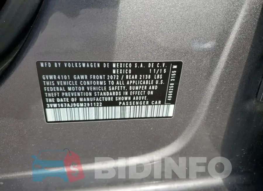 3VW167AJ9GM291122 Photo# 12