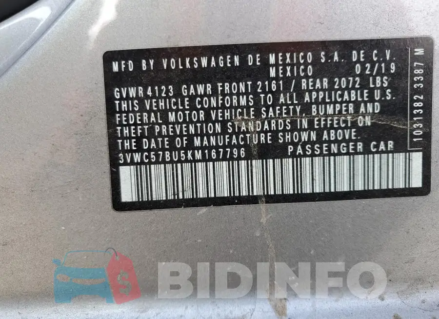 3VWC57BU5KM167796 Photo# 13