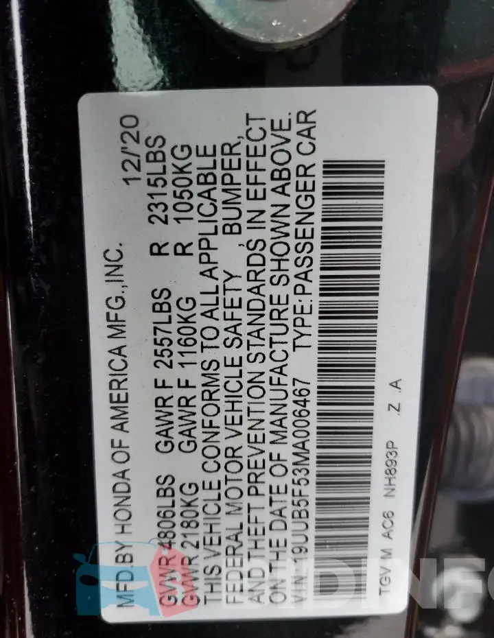 19UUB5F53MA006467 Photo# 12