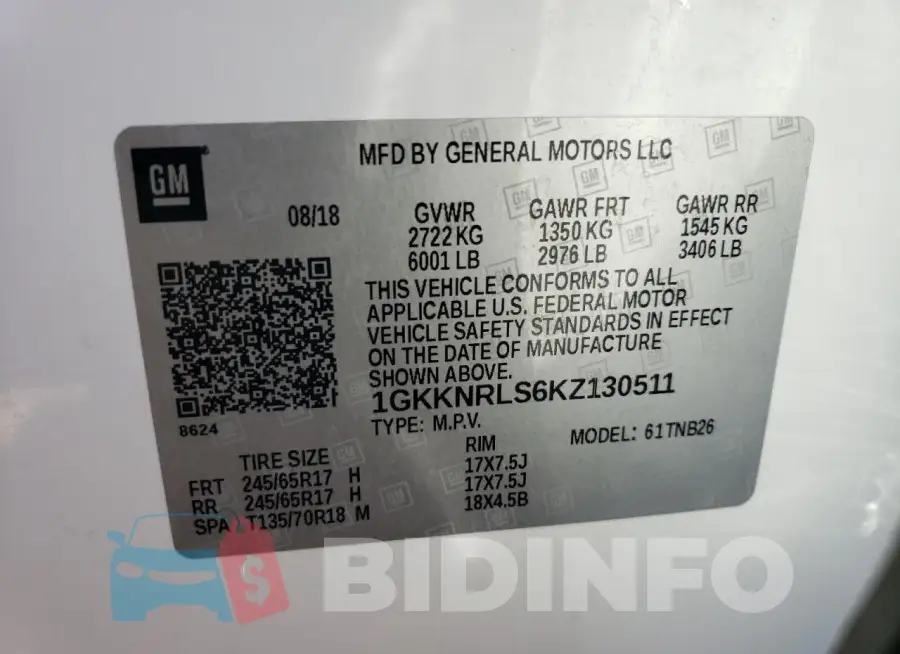 1GKKNRLS6KZ130511 Photo# 13