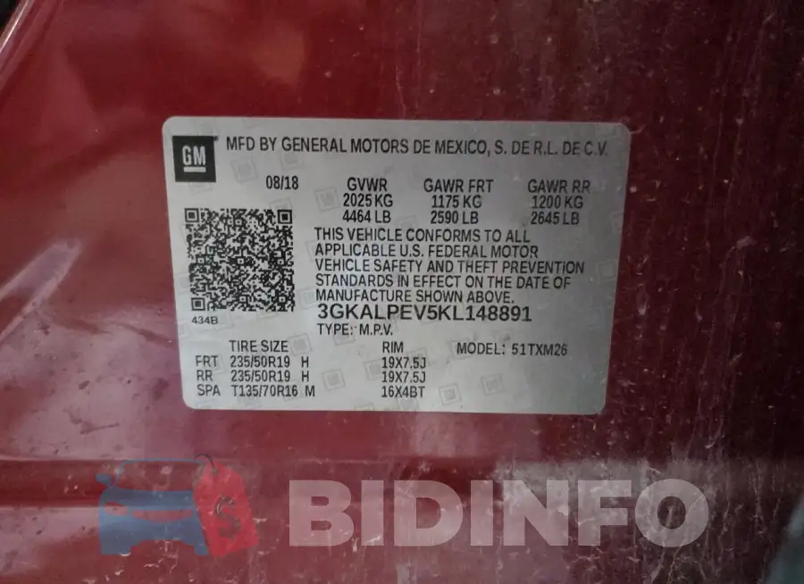 3GKALPEV5KL148891 Photo# 13