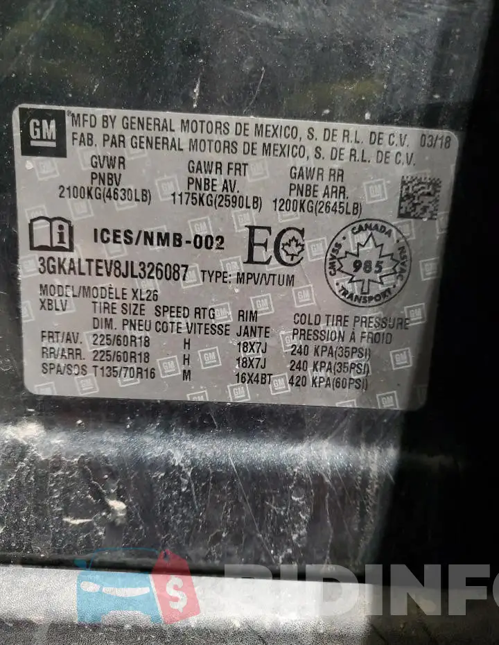 3GKALTEV8JL326087 Photo# 13