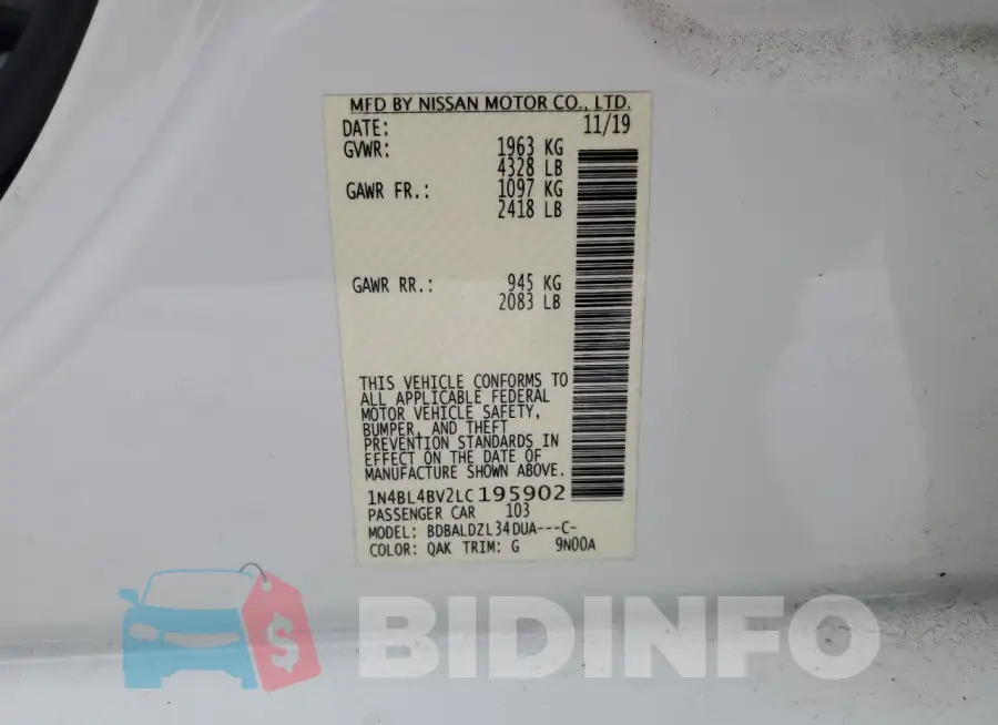 1N4BL4BV2LC195902 Photo# 12