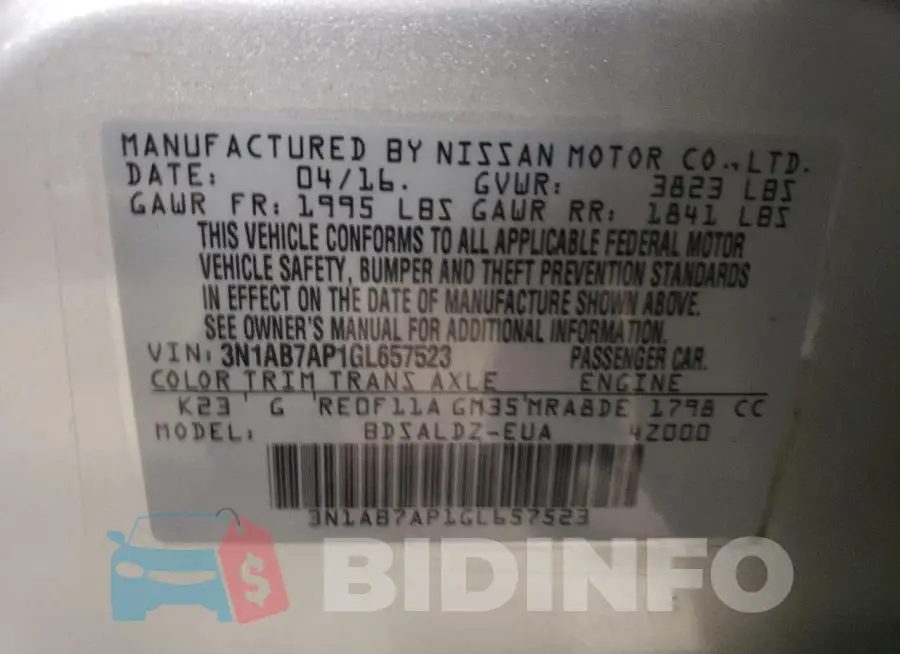 3N1AB7AP1GL657523 Photo# 12