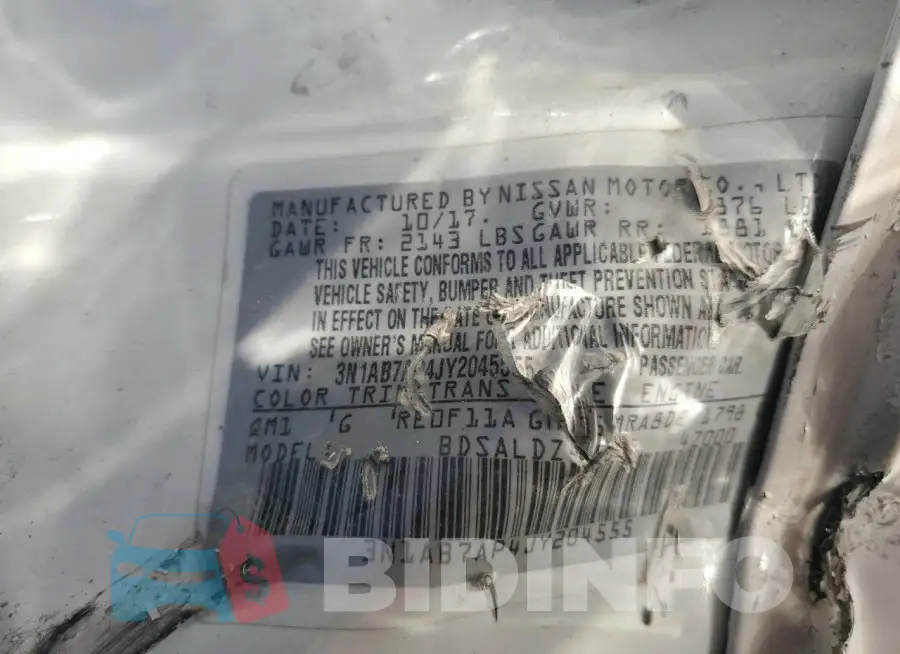 3N1AB7AP4JY204555 Photo# 12