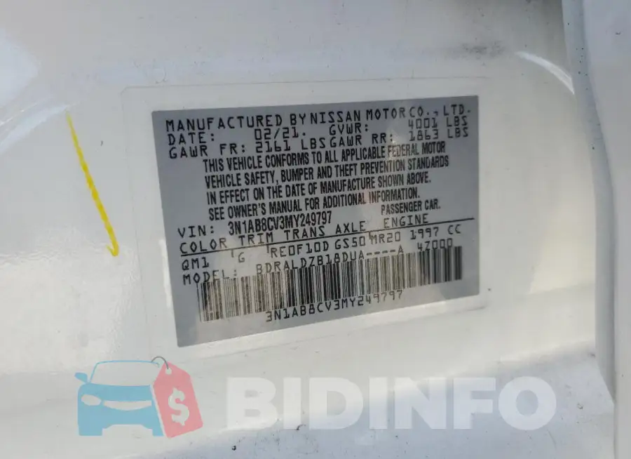 3N1AB8CV3MY249797 Photo# 12