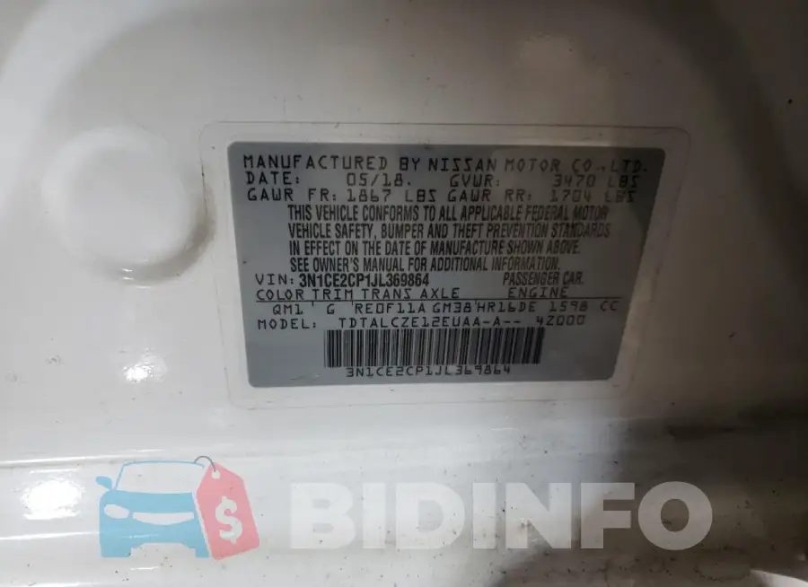 3N1CE2CP1JL369864 Photo# 13