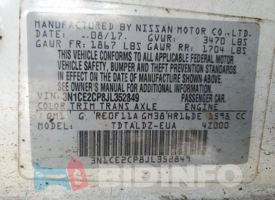 3N1CE2CP8JL352849 Photo# 12