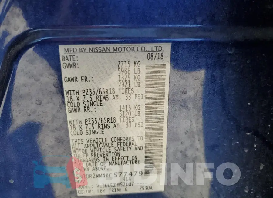 5N1DR2MM4KC577479 Photo# 14