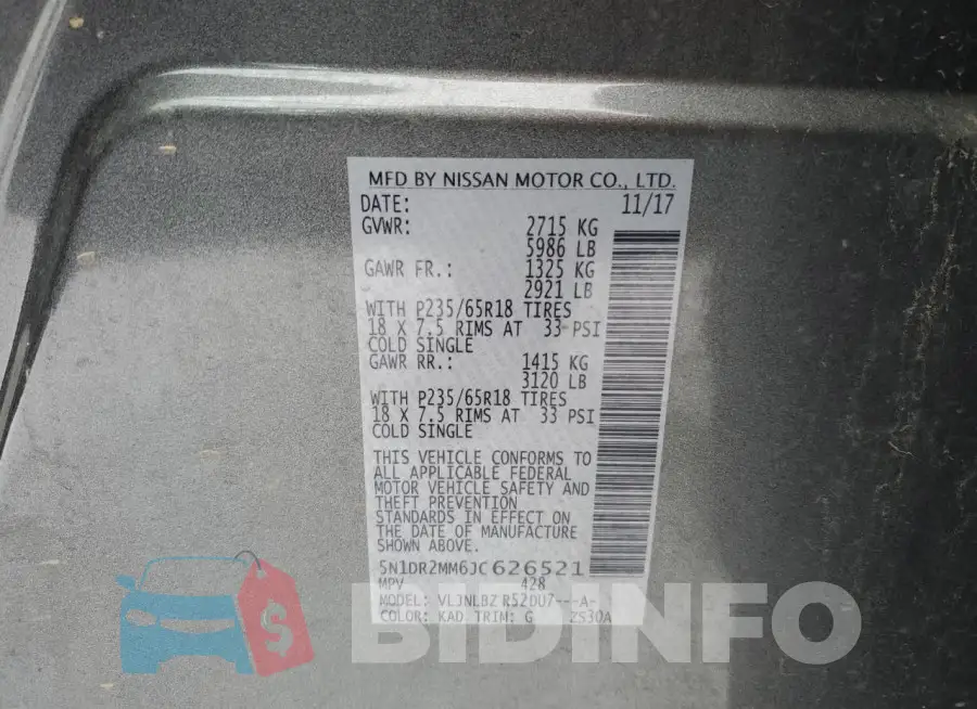 5N1DR2MM6JC626521 Photo# 13