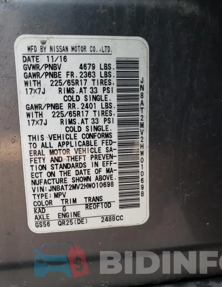 JN8AT2MV2HW010698 Photo# 13