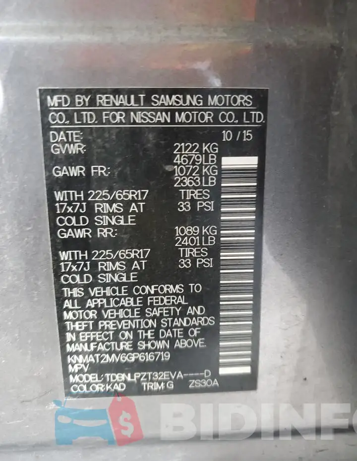 KNMAT2MV6GP616719 Photo# 14