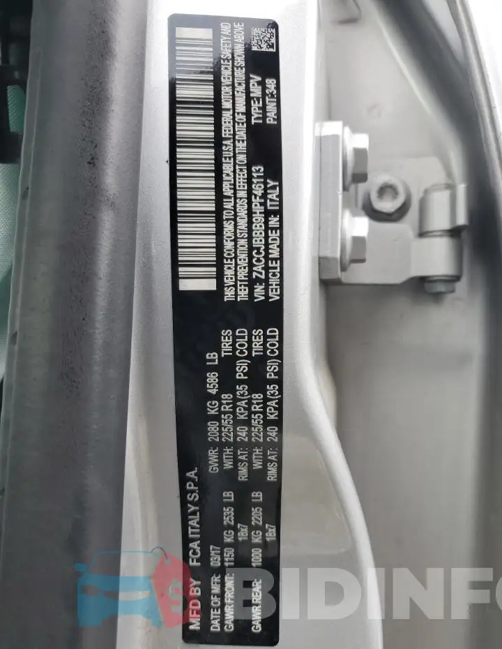ZACCJBBB9HPF46113 Photo# 12