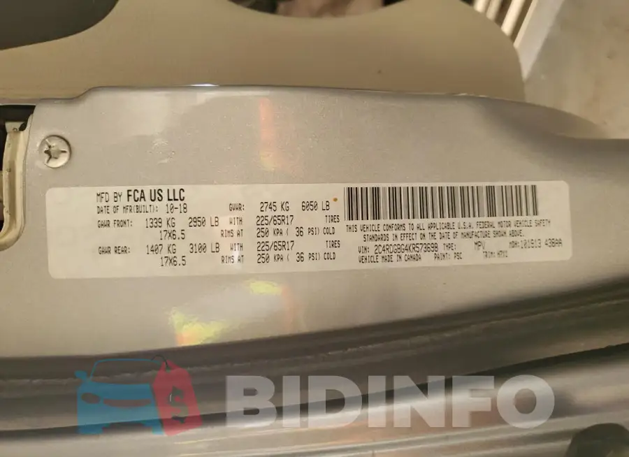 2C4RDGBG4KR573698 Photo# 13