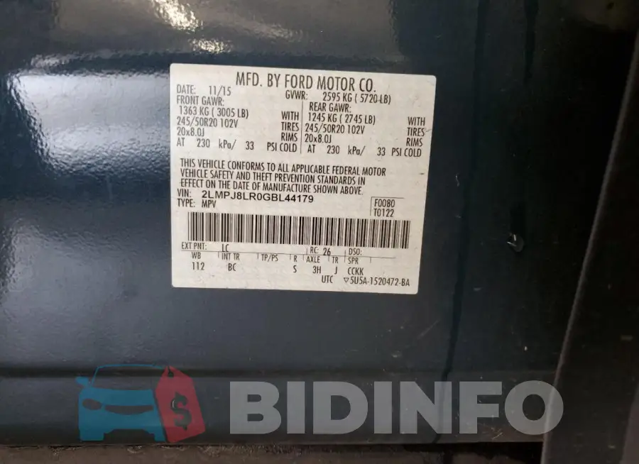 2LMPJ8LR0GBL44179 Photo# 14