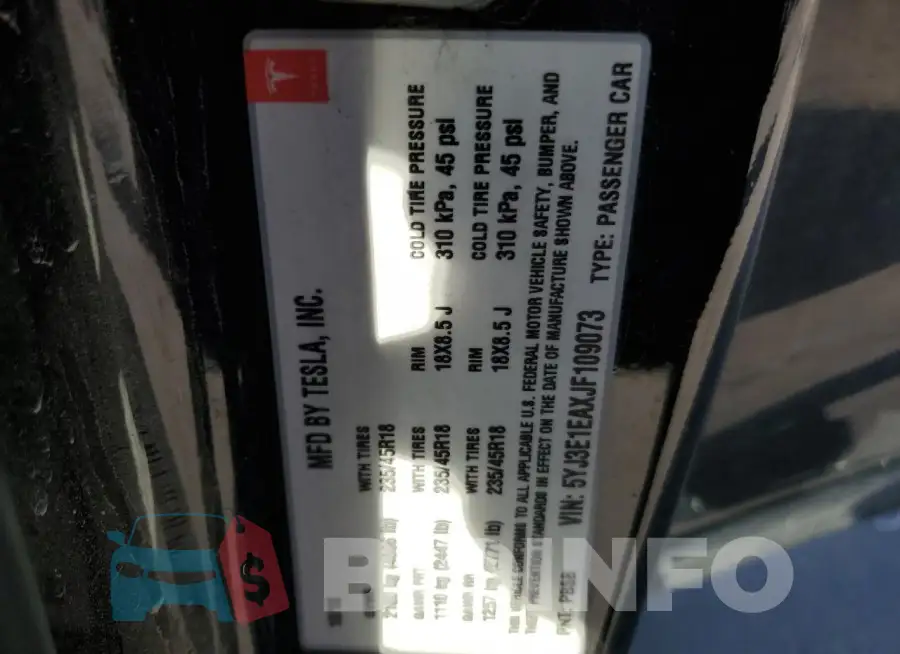 5YJ3E1EAXJF109073 Photo# 12